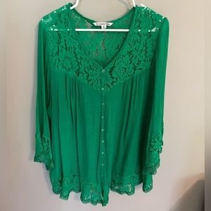 Lace Detail Linen Blouse